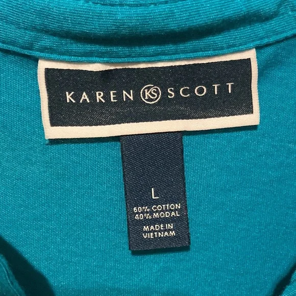 🩶🩶 Karen Scott Women’s Teal Button Down Shirt (size L) - Picture 5 of 8